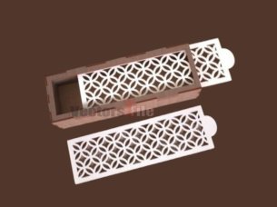 Laser Cut Pencil Box Wooden Geometry Sliding Case