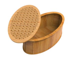 Laser Cut Wooden Oval Shape Jewelry Box with Lid