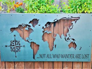 Laser Cut Wall Mounted Cutout Map Template for Room Decor Idea