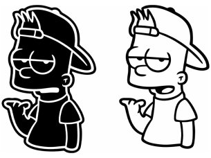 Bart Simpson Cartoon Silhouette Sticker for Laser Cut