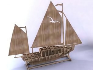 Laser Cut Sailboat Model Decorative Wooden 3D Toy Plan