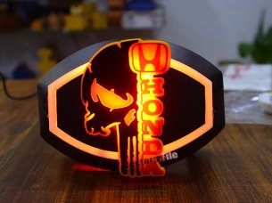 Laser Cut Acrylic Horror Skull with Honda Logo Cut Out Template