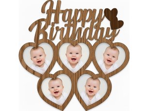 Laser Cut Happy Birthday Heart Photo Frame Design