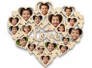 Laser Cut Personalized Wall Hanging Photo Frame Love Heart Design