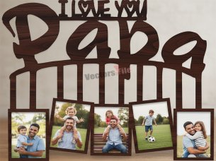 Laser Cut Personalized I Love You PAPA Photo Frame Design