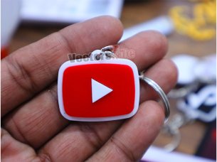 Laser Cut YouTube Icon with Custom ID Acrylic Keyring Design