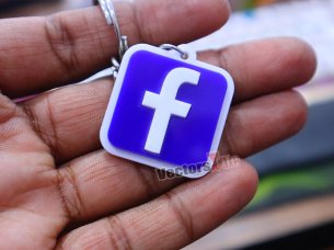 Laser Cut Facebook Icon with Custom ID Acrylic Keyring Design