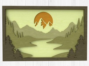 Laser Cut Sunrise Wall Art Layered Frame Design