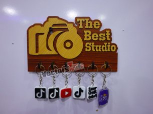 Laser Cut Personalized Camera Shape Wall Hanging Key Holder Design