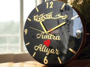 Laser Cut Islamic Personalized Acrylic Wall Clock Wedding Gift Idea