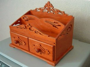 Laser Cut Vintage Table Storage Rack with Jewelry Drawer Box