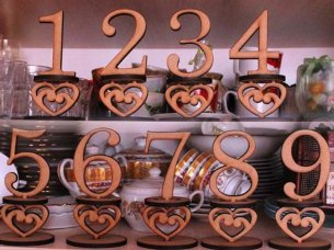 Laser Cut Number Frames with Bases Designed for Table Numbers or Decorative Elements