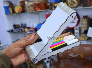 Laser Cut Folding Pen and Pencil Case Wooden Gift Box fr Kdis