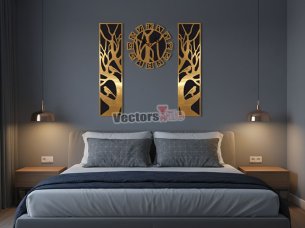 Laser Cut Wall Clock with Three Panel Grill Pattern Design