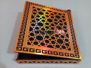 Laser Cut Wooden Box with Lid Grill Pattern Design