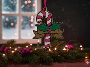 Laser Cut Candy Cane Christmas Tree Decorative Ornaments Template