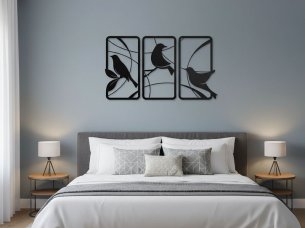 Laser Cut Paradise Bird Wall 3 Piece Frame Design