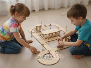 Laser Cut Kids Toy City 3D Puzzle Road Track Model Kit