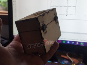 Laser Cut Wooden Box with Folding Lid Pattern Design