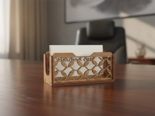Laser Cut Decorative Business Card Holder Desk Organizer