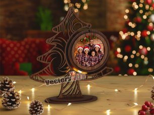 Laser Cut Christmas Decoration Tree Photo Frame Stand