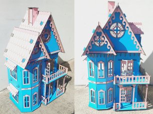 Laser Cut 3D Wooden Puzzle Dollhouse Toy Model Building Design