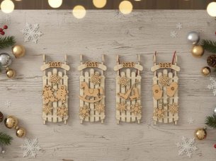 Laser Cut Santa Sleigh Christmas Ornament Decor Idea