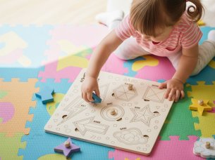 Laser Cut Basic Shape Kid Educational Geometric Puzzle Board