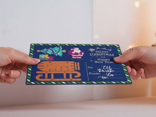 Laser Cut Christmas Invitation Wooden Card Design