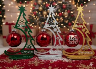 Laser Cut Wooden Christmas Tree Ornament Holder for Decoration