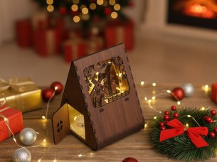 Laser Cut Wooden Christmas Light House for Decoration