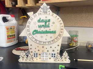 Laser Cut Wooden Christmas Decoration Countdown Calendar