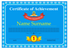 Achievement Certificate Design Classic Style In Blue Vector File