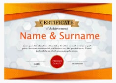 Achievement Certificate Design With Bokeh Background Vector File