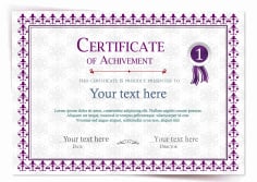 Achievement Certificate Illustration With Vignette Violet Style Vector File