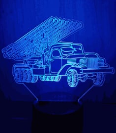 Acrylic LED Lamp Multi Barrel Rocket Launcher Laser Cut CDR File