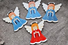 Angels Christmas Decoration Wood Cutout Laser Cut CDR File