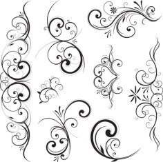 Art Swirl Floral Border Set Vector File