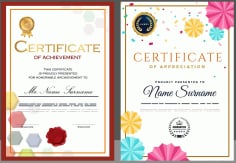 Award Certificate Templates Elegant Colorful Geometric Shapes Decor Vector File