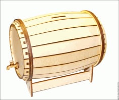 Barrel Shaped Piggy Bank Laser Cut CDR File