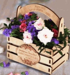 Basket of Flowers for Laser Cut Template CDR File