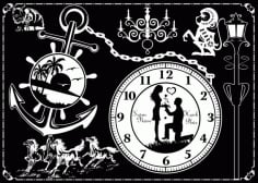 Beautiful Couple Wall Clock Laser Cut CDR File