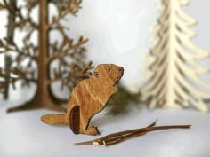 Beaver Wooden Animal Laser Cut CNC Template Free Vector CDR File