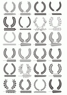 Black Laurel Wreaths Set Free CDR Vectors File