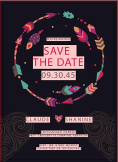 Boho Style Wedding Invitation Template Vector File