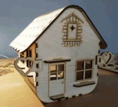 Box house model for Laser Cut CNC DXF File