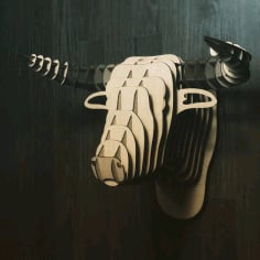 Bull Head 3D Puzzle Wall Decor Free DXF Vectors File