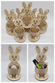 Bunny Egg Holder and Pen Holder Stand Organizer Laser Cut CDR File