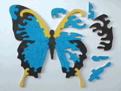 Butterfly Jigsaw Puzzle for Kids Template Laser Cut CDR File