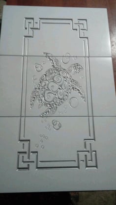 Cabinet Door Turtle Engraved CNC Laser Cut DXF File